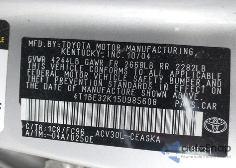 2005 Toyota Camry Se from USA, damaged, VIN 4T1BE32K15U985608